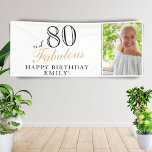 80 and Fabulous Elegant 80th Birthday Photo Banner<br><div class="desc">80 and Fabulous Elegant 80th Birthday Photo Banner. Great sign for the 80th birthday party with a custom photo, inspirational and funny quote 80 and fabulous. Personalise the sign with your photo, your name and the age, and make your own birthday party banner. It`s great for a woman`s birthday party....</div>