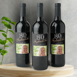 80 and Fabulous Elegant Black Photo 80th Birthday Wine Label<br><div class="desc">80 and Fabulous Elegant Black Photo 80th Birthday Wine Label. Make your own 80th birthday party wine labels for her. Customise with the name,  age and insert your photo into the template.</div>