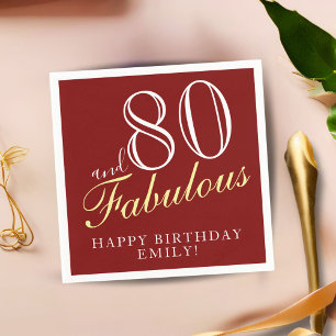 80 and Fabulous Elegant Script 80th Birthday Napkin