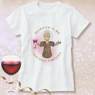 80 and Fabulous Ethnic Female Cartoon Birthday  T-Shirt