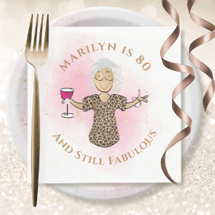 80 and Fabulous Ethnic Glam Funny 80th Birthday Napkin