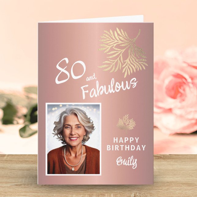 80 and Fabulous Foliage 80th Birthday Photo Card (Creator Uploaded)