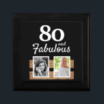 80 and Fabulous Gold Glitter 2 Photo 80th Birthday Gift Box<br><div class="desc">80 and Fabulous Gold Glitter 2 Photo 80th Birthday gift box. Personalised gift box with 2 photos and faux gold glitter. Add your photos - you can use an old and new photo.</div>