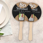 80 and Fabulous Gold Glitter 2 Photo 80th Birthday Hand Fan<br><div class="desc">80 and Fabulous Gold Glitter 2 Photo 80th Birthday Hand Fan. Add your photo,  name and age.</div>