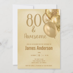 80 and Fabulous Mens Birthday Invitation