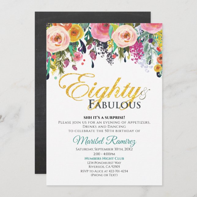 80 Anniversary Fabulous Invitation (Front/Back)
