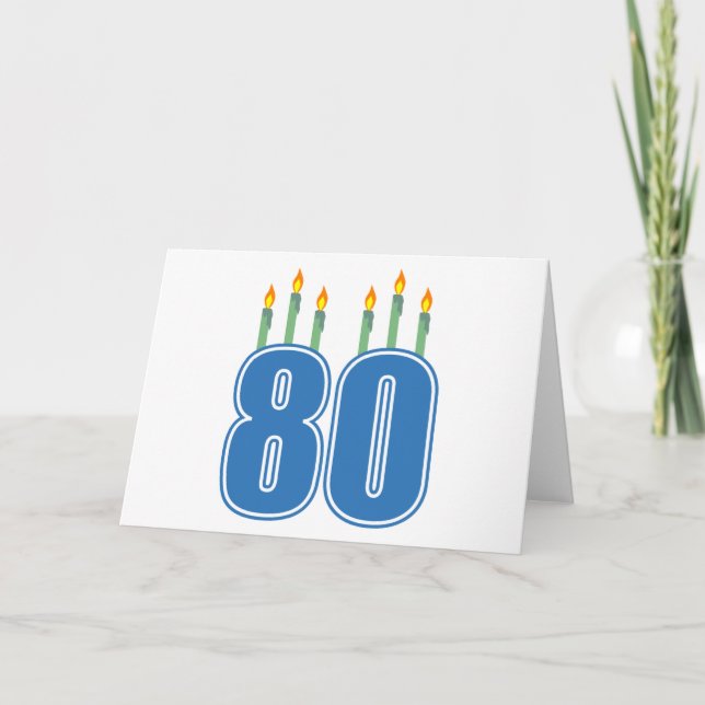 80 Birthday Candles (Blue / Green) Card (Front)