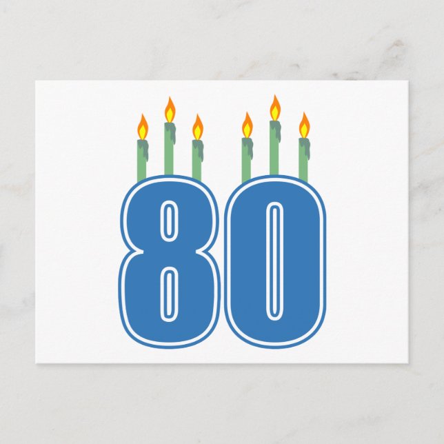 80 Birthday Candles (Blue / Green) Postcard (Front)