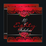 80 & Fabulous 80th Birthday Party Red Roses Invitation<br><div class="desc">Eighty & Fabulous 80th Birthday Party Silver Red Roses Black Lace White Elegant Classy All Occasion  Party birthday invites Template for 60,  50,  40,  70,  80,  birthday.</div>
