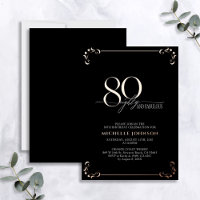 80 & Fabulous Black Rose Gold Calligraphy Birthday