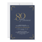 80 & Fabulous Blue & Gold Calligraphy Birthday