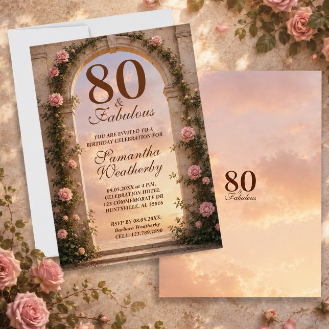 80 & Fabulous Floral Arch Birthday Invitation (80 & Fabulous Floral Arch Birthday Invitation)