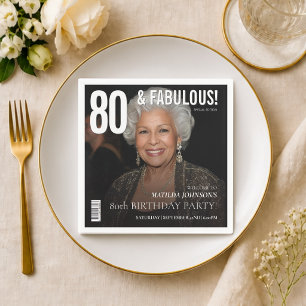 80 Fabulous Magazine Cover 80th Birthday Napkin