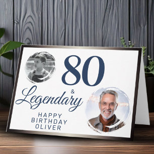 80 & Legendary Metallic 2 Photos 80th Birthday  Card