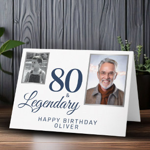 80 & Legendary Metallic 2 Photos 80th Birthday  Card
