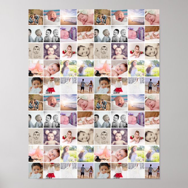 80 Photo Collage Personalised (20 repeating) Poster (Front)