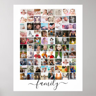 80 Photo Collage Personalised Family Poster