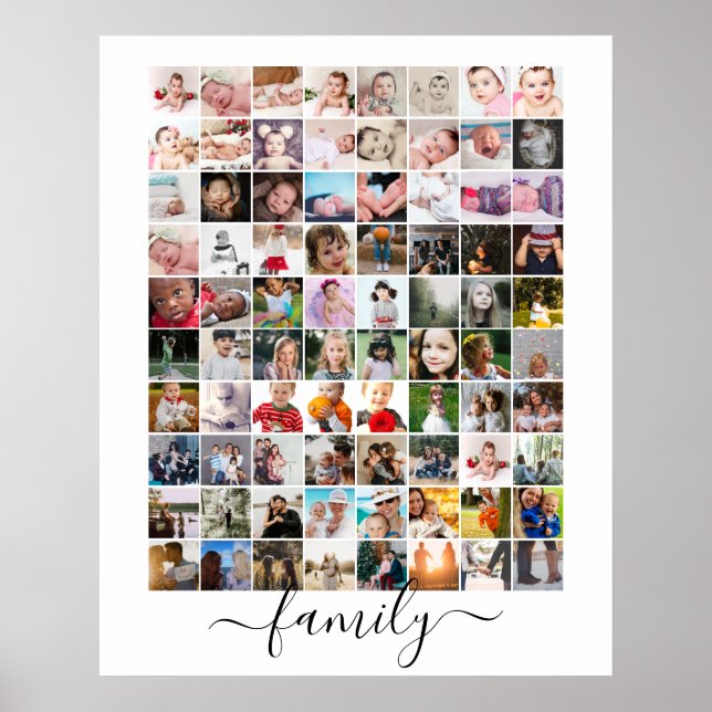 80 Photo Collage Personalised Family Poster (Front)