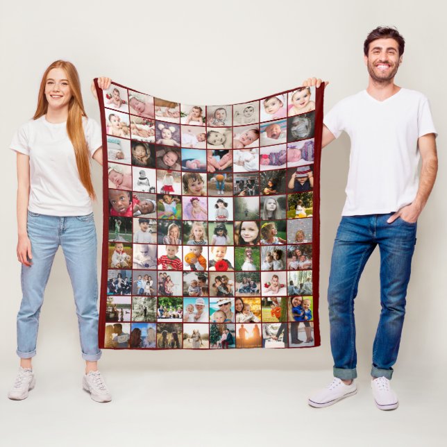 80 Photo Collage  Unique Personalized DIY Custom Fleece Blanket (In Situ)