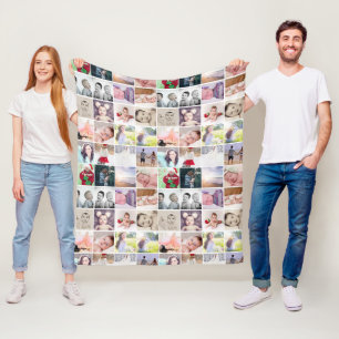80 photos collage personalised (20 repeat) fleece blanket