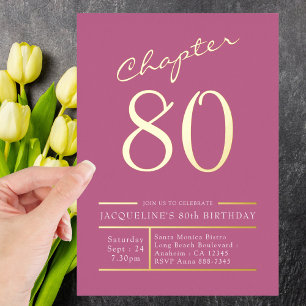 80 Pink 80th Birthday Party Gold