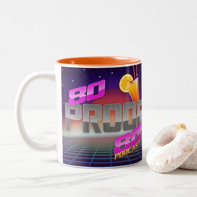 80 Proof 80s Podcast New Logo Mug (With Donut)