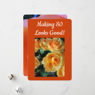 80 Quote Yellow Orange Rose Front Back Photo Holiday Card