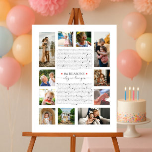80 reasons why we love you 80th 60th birthday 40th poster