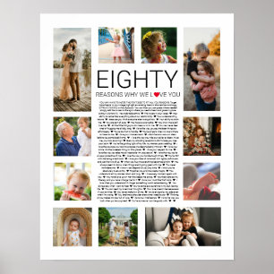 80 reasons why we love you photo collage poster