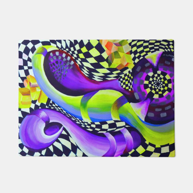 80 s Art Deco Geometric Pattern Doormat (Front)