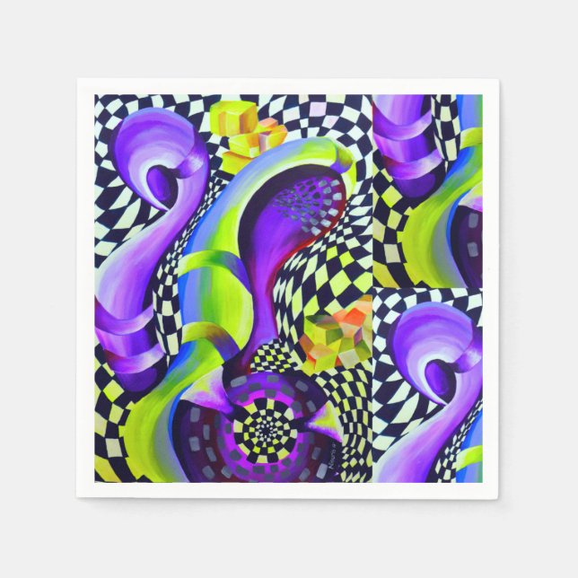 80 s Art Deco Geometric Pattern Napkin (Front)