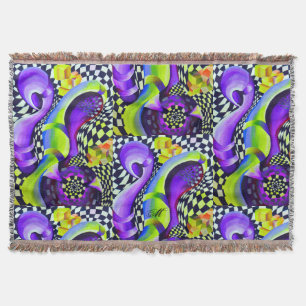 80 s Art Deco Geometric Pattern Throw Blanket