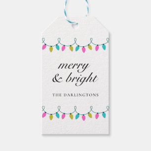 80’s Christmas Lights Retro Bright Gift Wrap Tags