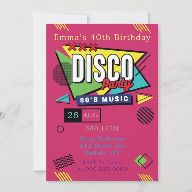 80’s Music Birthday Party Invitation (Front)