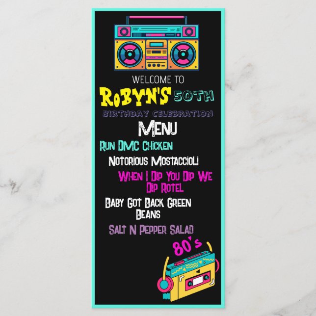 80’s or 90s Theme Birthday Invitation (Front)