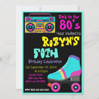 80’s or 90s Theme Birthday Invitation