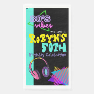 80’s or 90s Theme Birthday Invitation Napkin