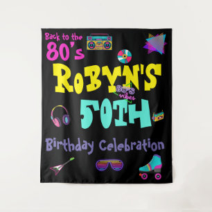 80’s or 90s Theme Birthday Invitation Tapestry