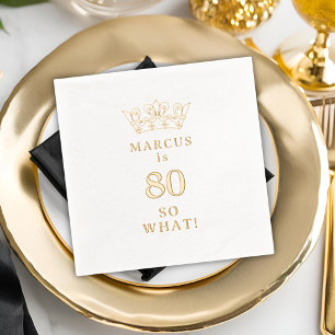 80 So what Funny Laurel Wreath Crown 80th Birthday Foil Napkins