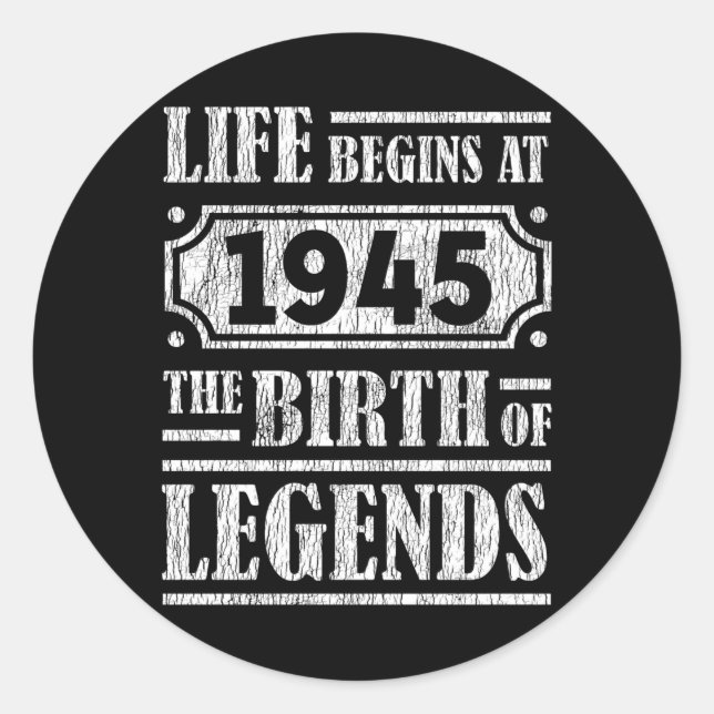 80 Year Old 1945 Birth Of Legend 80th Birthday Classic Round Sticker (Front)