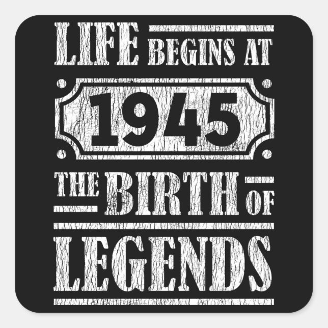 80 Year Old 1945 Birth Of Legend 80th Birthday Square Sticker (Front)