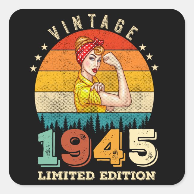 80 Year Old Bday 1945 Vintage 80th Birthday Women Square Sticker (Front)