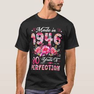 80 Year Old Made In 1946 Floral 80th Birthday Wome T-Shirt