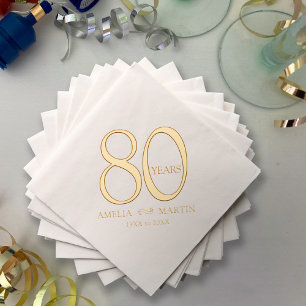 80 years 80th wedding anniversary name and dates foil napkins