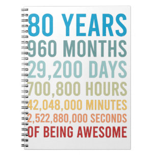 80 Years 960 Months 29200 Days Being Awesome Birth Notebook