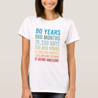 80 Years 960 Months 29200 Days Being Awesome Birth T-Shirt
