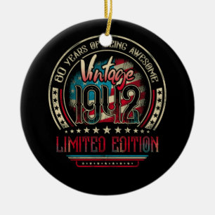 80 Years Awesome 80th Birthday Vintage 1942 USA Ceramic Tree Decoration