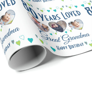 80 Years Loved Custom Photo Wrapping Paper