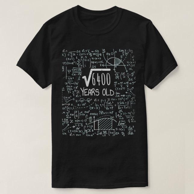 80 Years Old Math Birthday 80th Birthday Square Ro T-Shirt (Design Front)