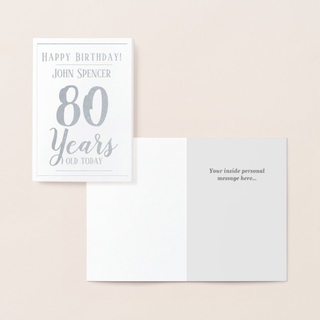 80 Years Old. Stylish Design. Foil Card (Display)